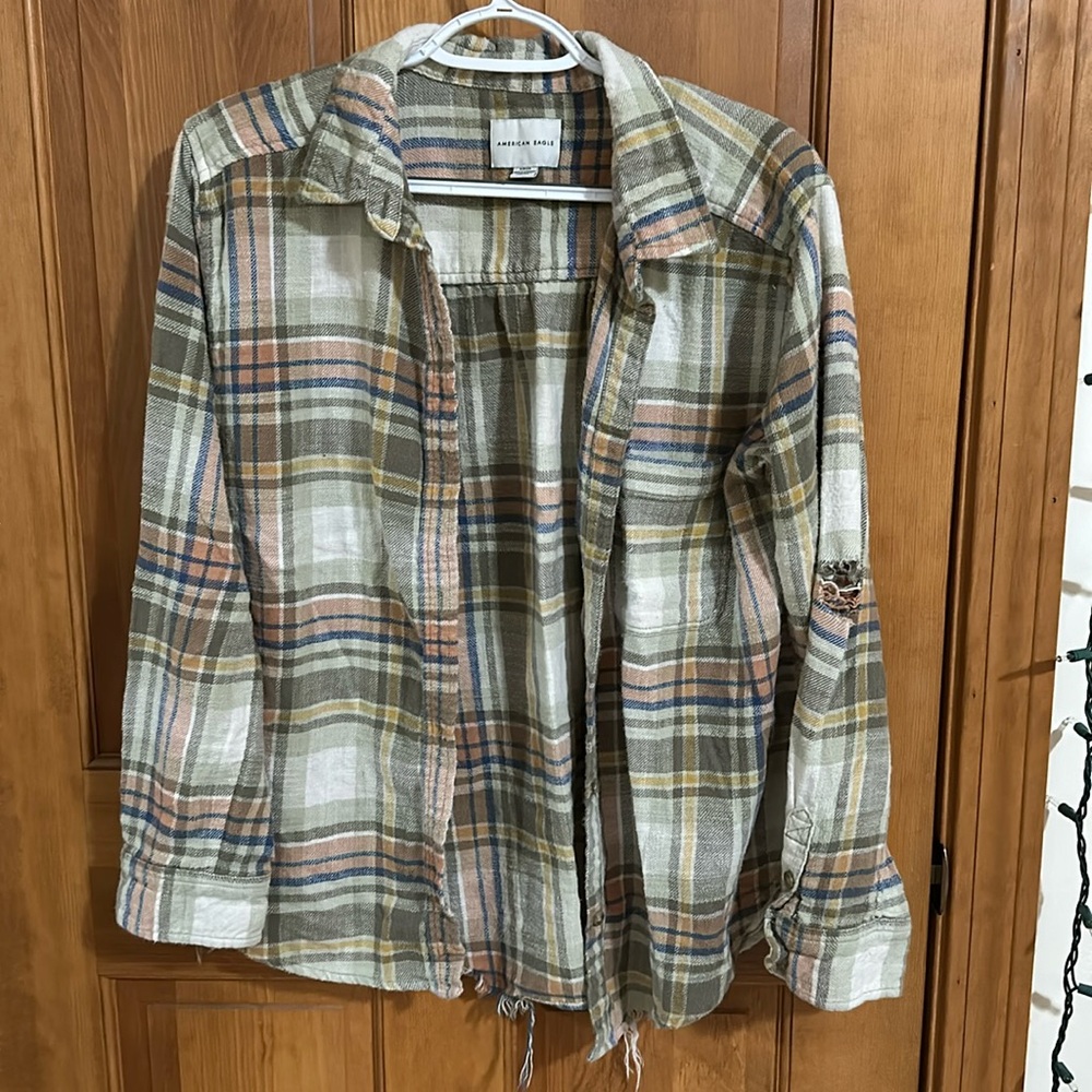 American eagle flannel with ripped sleeves